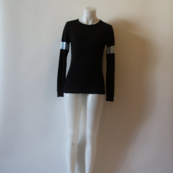 WOMENS POLKADOT USA BLACK BLUE CREW NECK THIN KNIT SWEATER S/M * - Picture 3 of 10